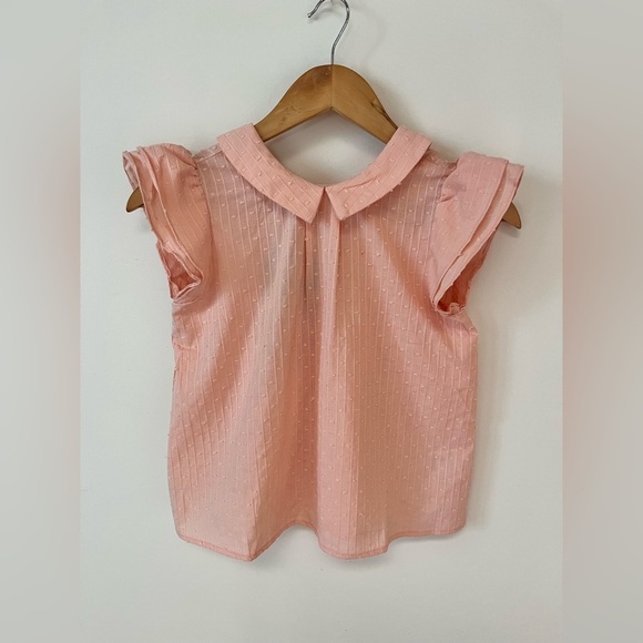The Sunday Collective Girls Size 8-9 Pink Ruffle Sleeve Collar Blouse Top Pink - Picture 4 of 13